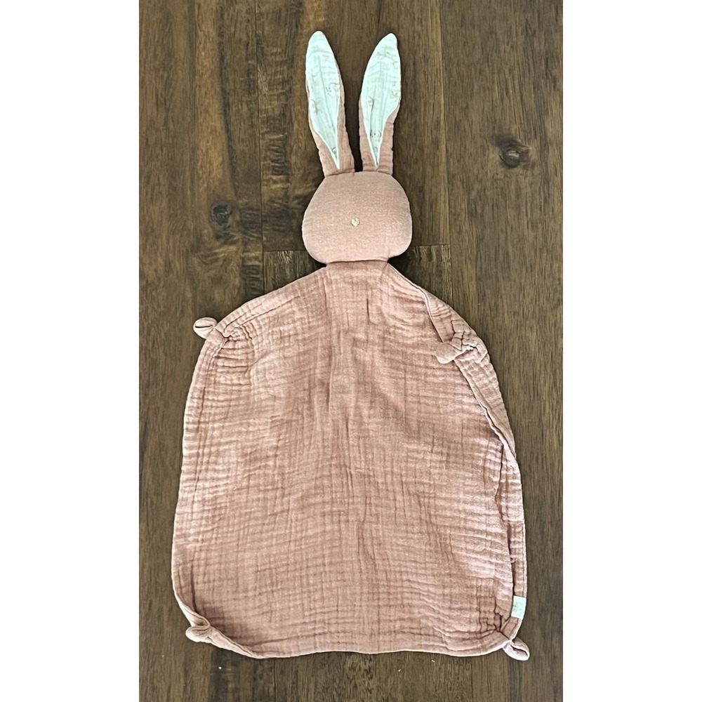 Mikito Bunny Rabbit Muslin Knotted Lovey Security Blanket Rose Heart Nose